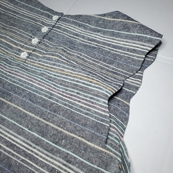 ModCloth Women’s Blue Santa Monica Moxie Linen Blend V-Neck Sleeveless Top M - Picture 9 of 12